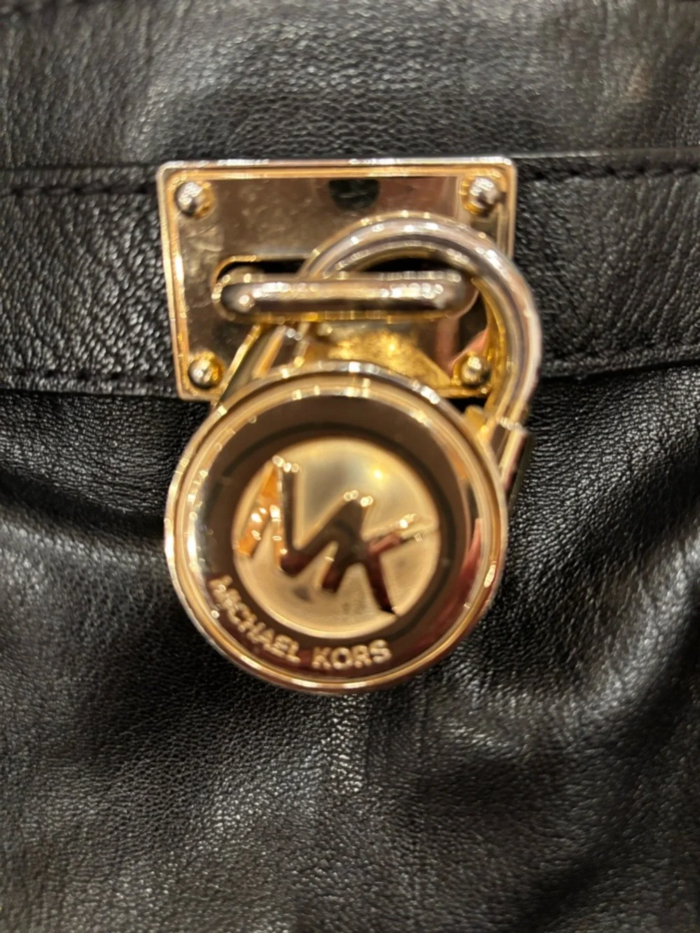 Michael Kors Black Leather Tote with Gold-Tone Chain Accents - Picture 3 of 9